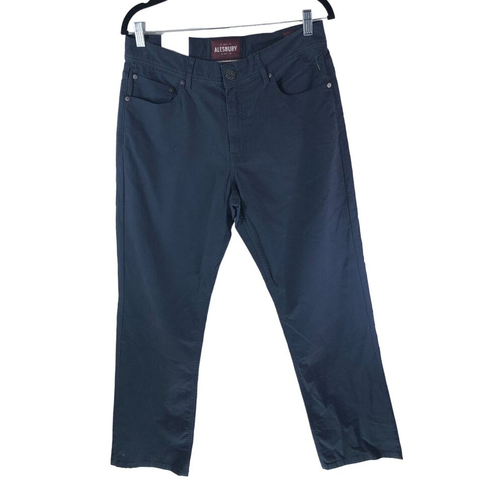 Alesbury Mens Relaxed Fit Pants Cotton & Spandex Blend Navy Blue 31/32